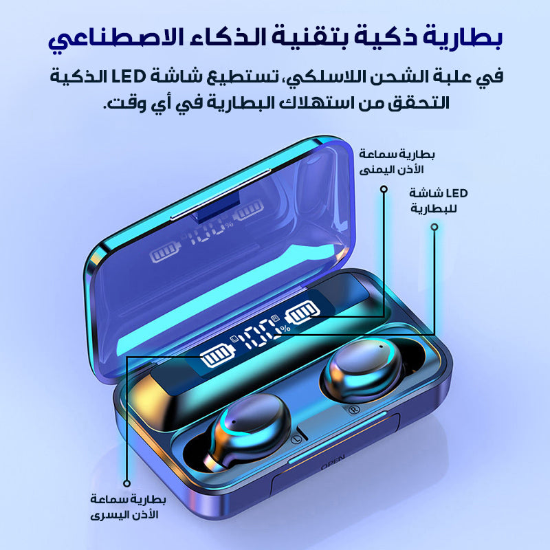 سماعات اذن لاسلكية  مقاومة للماء بخاصية الغاء الضوضاء وميكروفون مدمج 